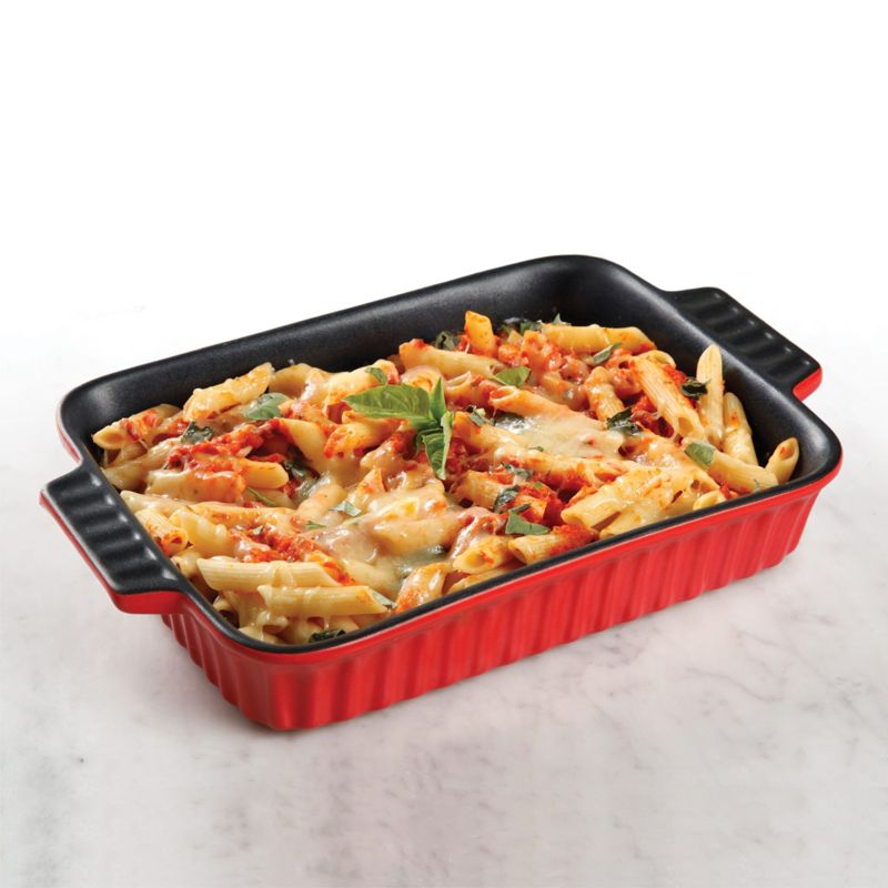 Crock-Pot Denhoff 10 in. Non-Stick Ribbed Casserole in Red, 3 of 6