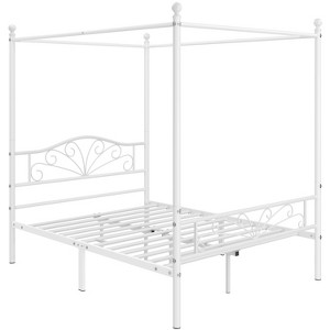 Yaheetech Metal Canopy Bed Frame, Four-poster Canopied Platform Bed with Arched Headboard - 1 of 4