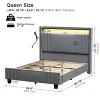 WOWLIVE Queen/King Upholstered Bed Frame with Storage Wingback Headboard, Modern Platform Bed Frame with Outlet & LED Light - 2 of 4