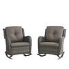 Outdoor Rocking Chairs Set of 2, All Weather Resin Wicker Patio Furniture Rocking Patio Chairs with Cushion and Metal Rocker Bars for Porch - 4 of 4