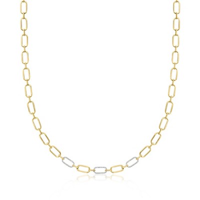 Ross-Simons 0.26 ct. t.w. Diamond Paper Clip Link Necklace in 18kt Gold Over Sterling Size 16