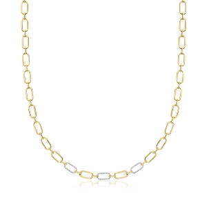 Ross-Simons 0.26 ct. t.w. Diamond Paper Clip Link Necklace in 18kt Gold Over Sterling Size 16 - 1 of 3