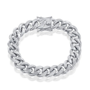 Metallo Stainless Steel 14mm Miami Cuban Link Bracelet - Silver - 9 Inch - 1 of 3
