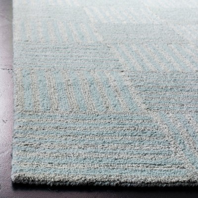 Hand-Tufted Abstract Blue Wool & Viscose 27" Area Rug