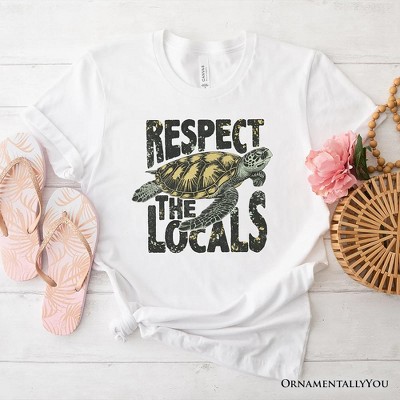 Respect the Locals Turtles T-Shirt, Retro Grunge White and Natural Tee for Ocean and Beach Lovers| OrnamentallyYou
