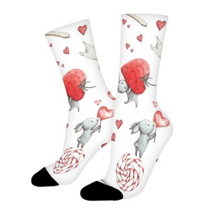 Cute Rabbit Women Printed Crew Socks Funny Funky Socks Soft Polyester Novelty Gifts for Artists Men - 1 of 1