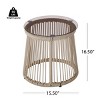 Outdoor Side Table with Tempered Glass Top,Rope Woven Accent Table for Patio or Balcony,Round Patio Side Table with Metal Frame-Coolbibila - 4 of 4