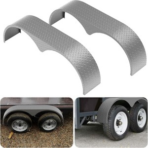 2Pcs Tandem Trailer Fenders Double Axle Fit for 13-15" Wheels, 66" x 9.1" x 20" Teardrop Enclosed Trailer Fenders for Car Hauler Trailer - 1 of 4