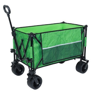 NAYSAYE Wagons Heavy Duty Folding Cart with Picnic Mat and All Terrain Wheels for Outdoor Fun, Green, 37.4"*23.03"*38.98" - 1 of 4