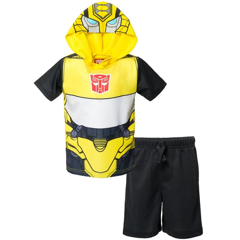 Transformers Optimus Prime Bumblebee Megatron Athletic Pullover T-Shirt and Mesh Shorts Outfit Set Little Kid to Big Kid, 1 of 8