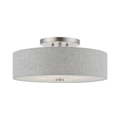 Livex Lighting Dakota 4 - Light Semi-Flush Mount in  Brushed Nickel/Shiny White