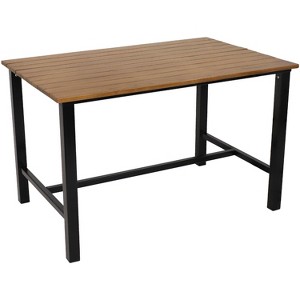 Sunnydaze European Chestnut Patio Dining Table with Steel Frame - 47.25" W x 31.25" D x 29.75" H - 1 of 4