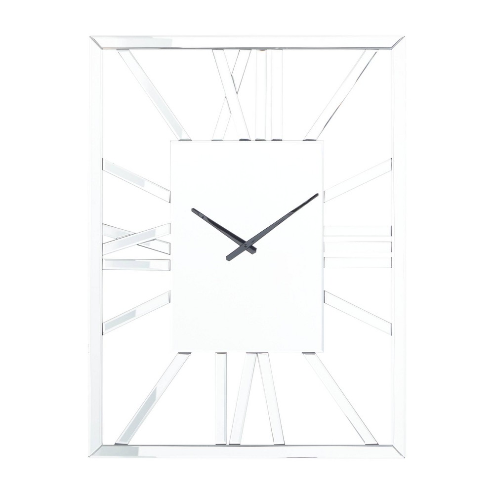 Photos - Wall Clock 32"x2" Glass  Silver - Olivia & May