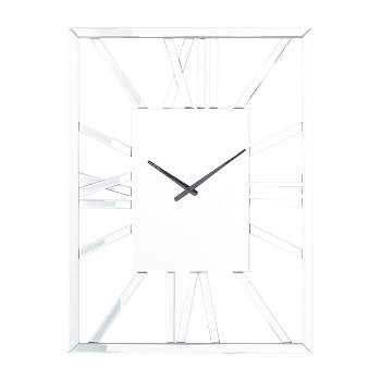 32"x2" Glass Wall Clock Silver - Olivia & May