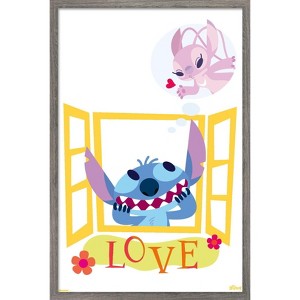 Trends International Disney Lilo & Stitch (2002) - Window Love with Angel Framed Wall Poster Prints - 1 of 4