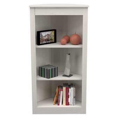 Elegant Washed Oak Corner Bookcase with 3 Open Shelves