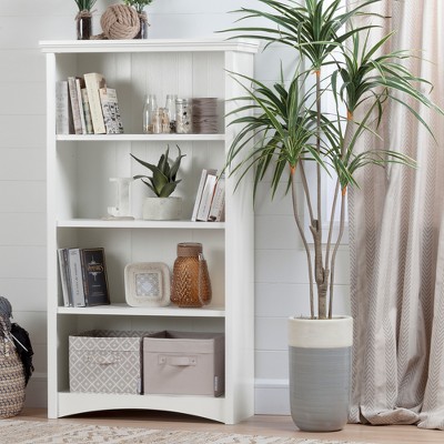 Pure White Adjustable 4-Shelf Wooden Bookcase