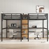 TIRAMISUBEST Twin Over Twin Loft Bed with Double Desk and Wardrobe, Metal Loft Bedframe with Shelves with Electrical Outlet for Space Saving - 2 of 4
