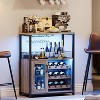 homfan Wine Bar Cabinet with Drawer and Storage Shelves, Bar Cabinet with Glass Holder, Small Sideboard and Buffet Mesh Door for Liquor and Glasses - 3 of 4