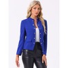 Allegra K Women's Casual Stand Collar Open Front Long Sleeve Button Decor Jacket - 4 of 4