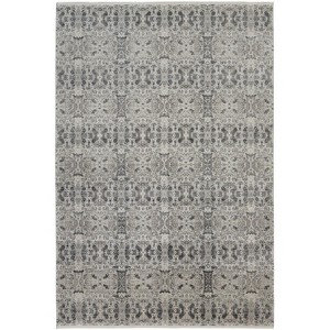 Ivory Taupe and Gray Oriental Power Loom Area Rug With Fringe - 1 of 4