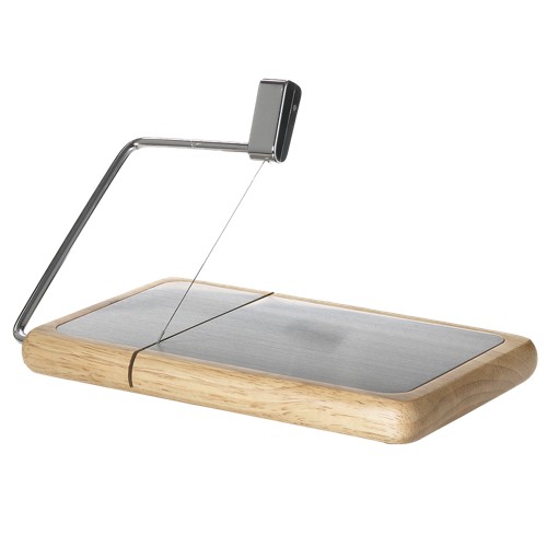 Wood and Metal Cheese Tray with Slicer