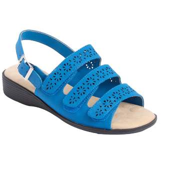 Comfortview Women's Wide Width The Taylor Sandal - 8 W, Blue : Target