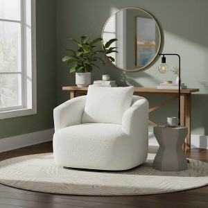 Merax 360° Swivel Barrel Accent Chair with A Throw Pillow - 1 of 4