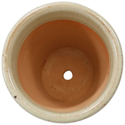 Seafoam High-Fired Glazed Ceramic Planter Duo with Drainage, 11-Inch