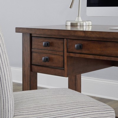 Tahoe Aged Maple Executive Desk with Keyboard Tray and Drawers