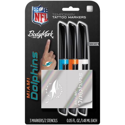 NFL Miami Dolphins Temporary Tattoo Marker - 3pk