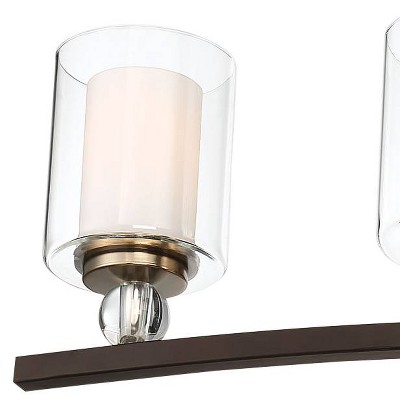 Bronze and Clear Glass 4-Light Dimmable Bathroom Vanity Fixture