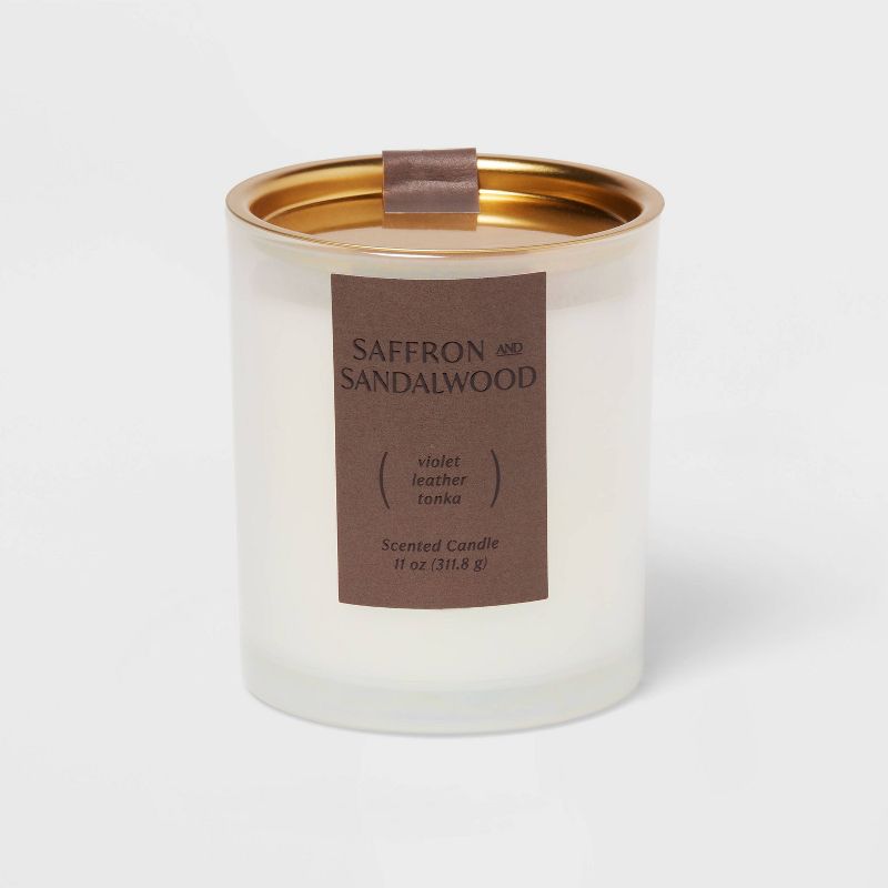 1-Wick 11oz Glass Jar Candle Saffron and Sandalwood - Threshold&#8482;, 1 of 5