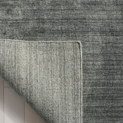 Gray Handmade Rectangular Viscose Area Rug, 8' x 10'