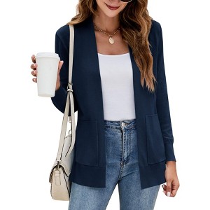 Imily Bela Womens Knit Open Front Long Sleeve Cardigan Sweater with Pockets - 1 of 4