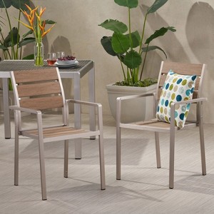 MOEPISY Set of 2 Outdoor Modern Aluminum Dining Chair - 1 of 4