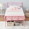 Twin Size Platform Bed Frame, Pink Metal Bed Frame, Heavy Duty Base Bed Frame with Headboard and Footboard, Steel Slat Support, No Box Spring Needed - 2 of 4