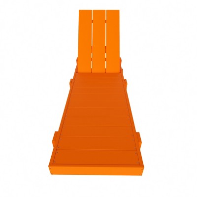 Bright Orange Modern HDPE Reclining Outdoor Chaise Lounge with Wheels and Side Table