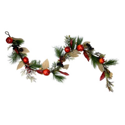 Northlight 6' x 10" Red Mixed Berry and Pine Artificial Garland - Unlit
