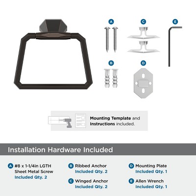 Oil-Rubbed Bronze Geometric Wall Mounted Towel Ring