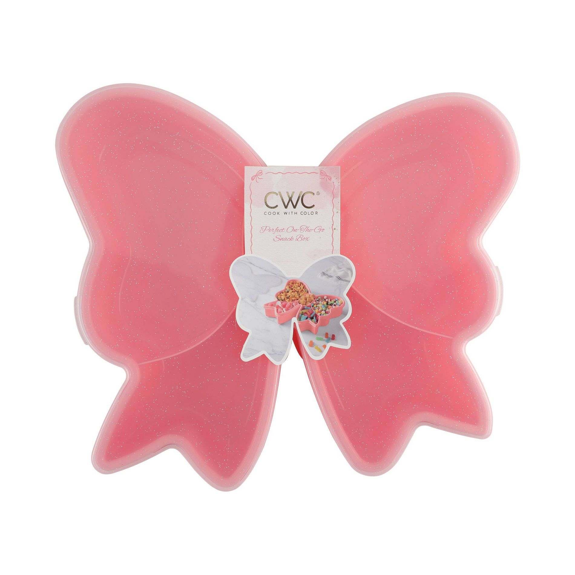 Cook With Color Large Sparkle Bow Snack Box Food Storage Container