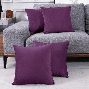 Deconovo Home Decorative Soft Velvet Pom-Pom Pillow Covers Set, Multi-Size, 4-Pack - 1 of 4