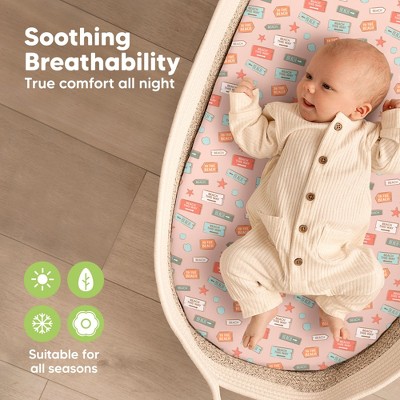 KeaBabies Organic Bassinet Sheet for Baby Girls, Boys, 2-Pack Soothe Bassinet Fitted Sheets, Bedside Bassinet Mattress Sheet (Beach Day)