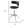 HomeRoots Set of Two Black and Silver Metal and Faux Leather Low Back Adjustable Height Bar Chairs - 3 of 4