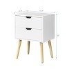 Gulches Side Table with 2 Drawer and Rubber Wood Legs, Mid-Century Modern Storage Cabinet for Bedroom Living Room Furniture, White - 4 of 4