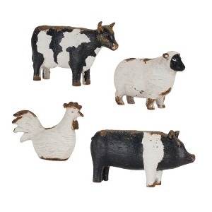 Farm Animal Candle Holder Set – Cow, Sheep, Chicken & Pig Rustic Polyresin Candle Holders (Set of 4) By Melrose - 1 of 4