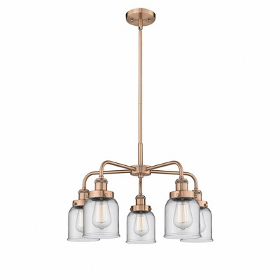 Bell - 5 Light Stem Hung Chandelier In Art Deco Style-14.75 Inches Tall and 23 Inches Wide