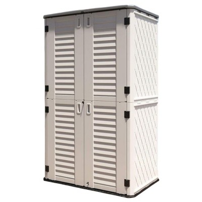 FURNIinspire Storage Shed with Durable Plastic Construction, Multiple Wall Panels and Ample Space for Outdoor Storage, White, 50"*29"*82"