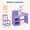 Kids Vanity, 2 in 1 Princess Makeup Vanity Desk Toddler Vanity Table & Chair Set with Open Bookshelf Storage Cabinet & Shelves for Girls - 3 of 4