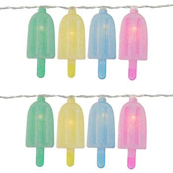 Northlight 10ct Battery Operated Ice Pop Summer LED String Lights Warm White - 4.5' Clear Wire